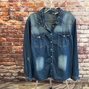 Jillian Bedazzled Button Down